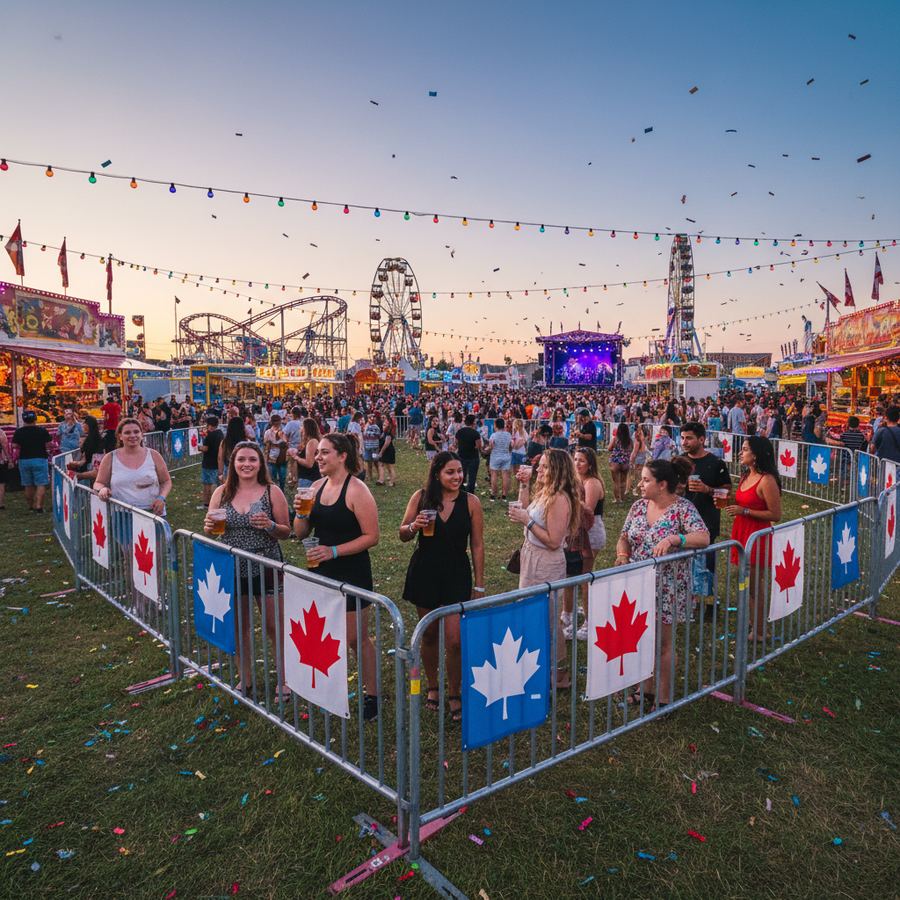 Fenced alcohol service area at a festival