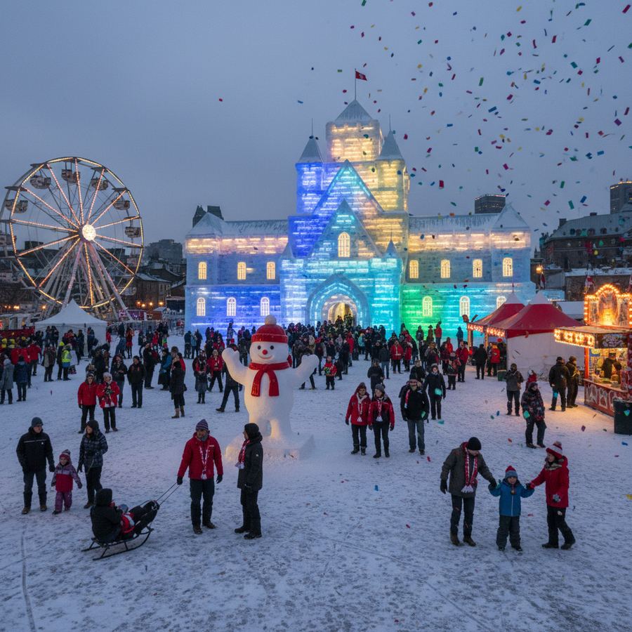 Bonhomme's Ice Palace at Carnaval de Quebec