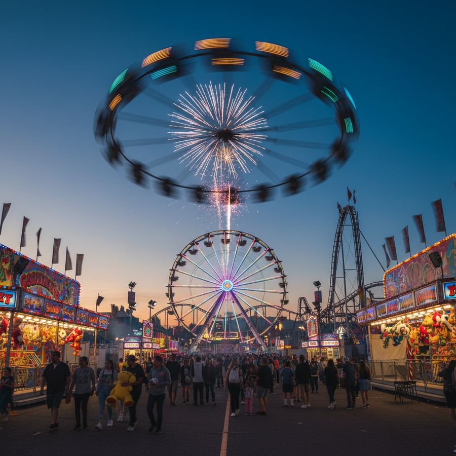 Calgary Stampede midway at night
