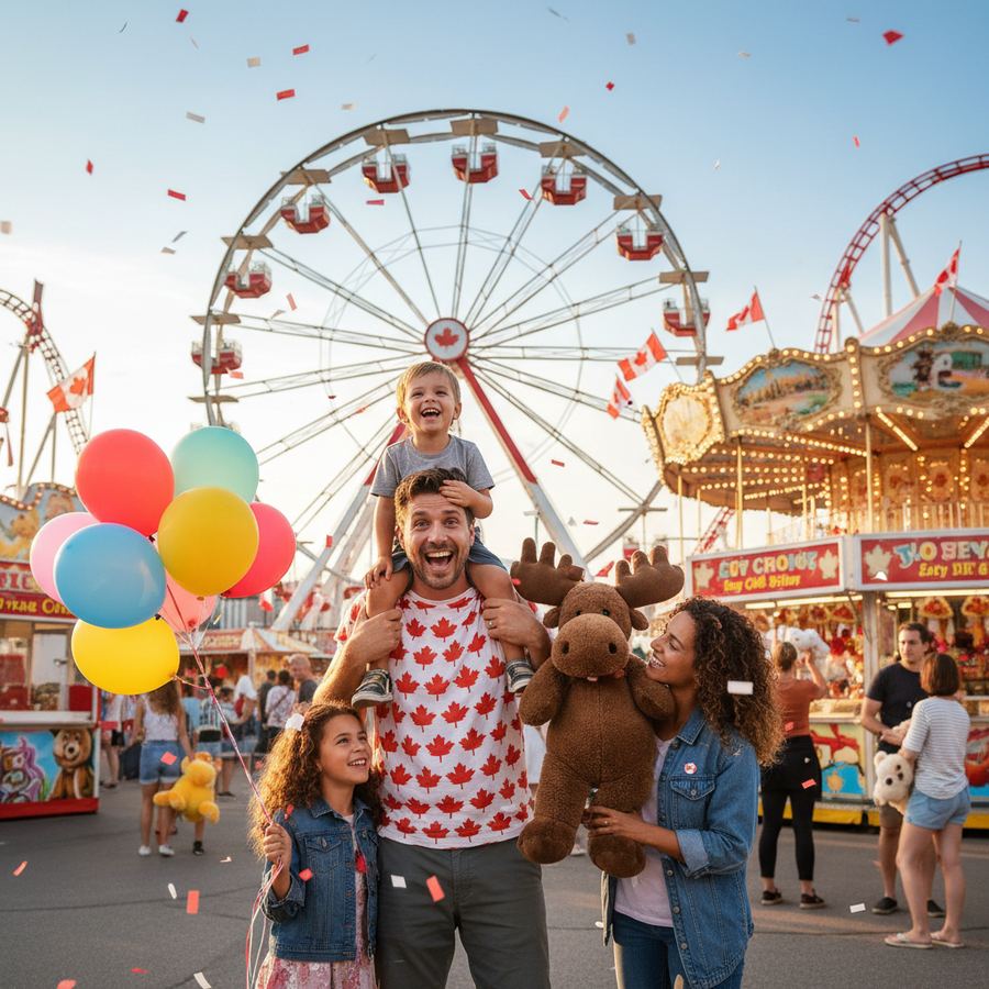 Families enjoying a Canadian carnival
