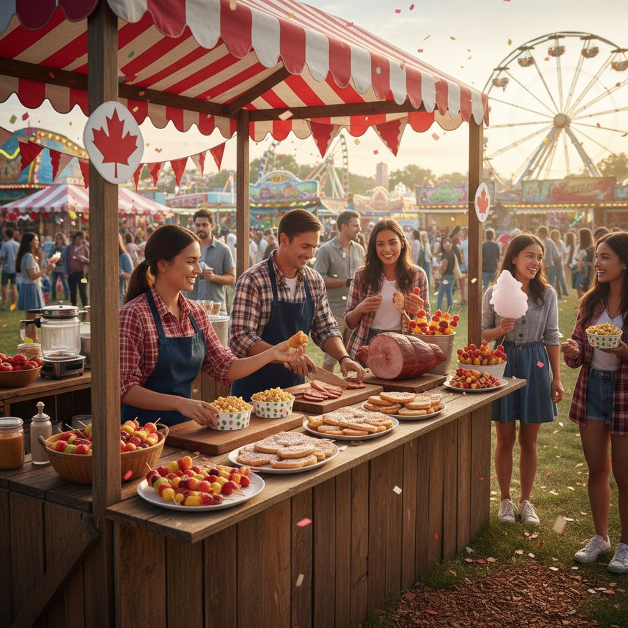 Food vendor setup at a Canadian fair