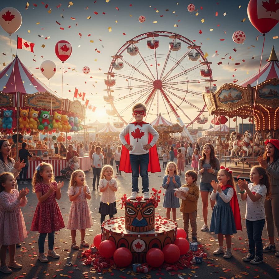 Kids at a Canadian carnival