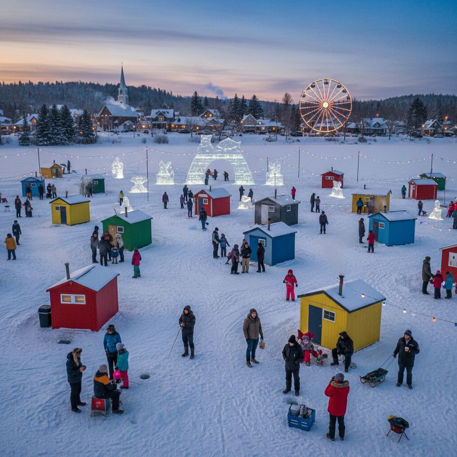 Ice fishing at Rockport Winter Carnival