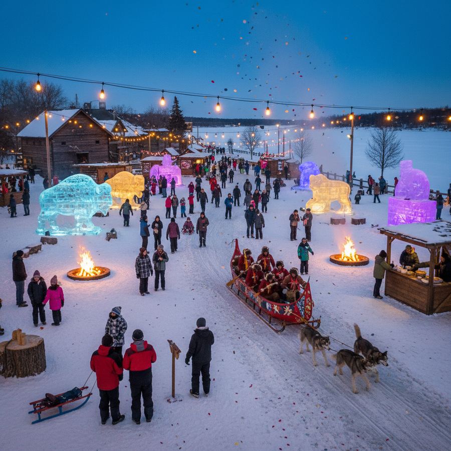 Snow sculptures at Festival du Voyageur in Winnipeg